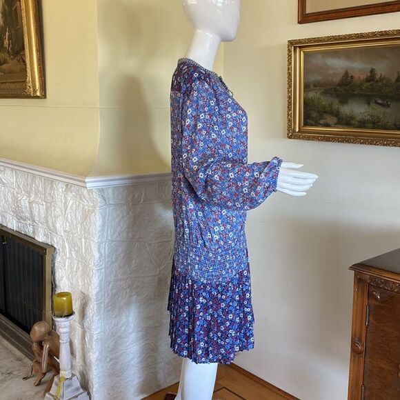 Gap Drop Waist Pleated Dress Blue Floral - Picture 4 of 10